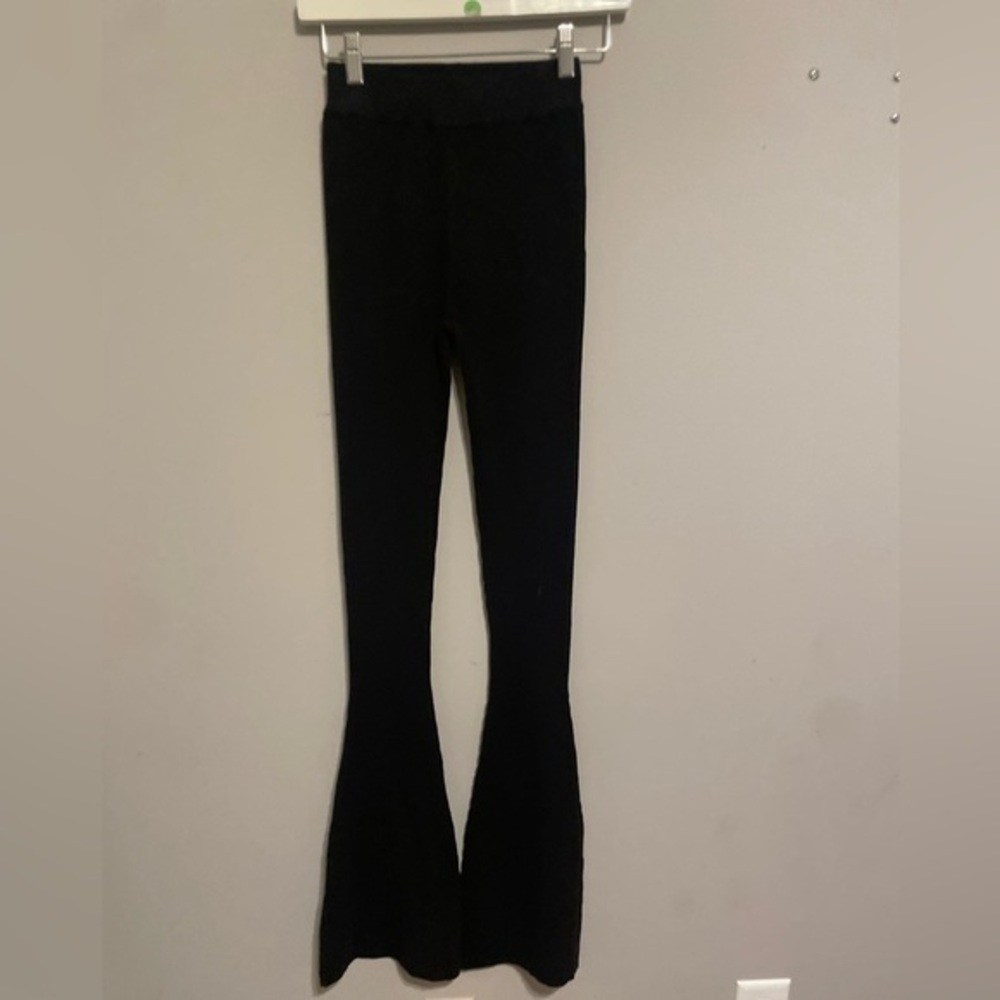 Lita by Ciara‎ Ribbed Cotton Flare Pants In Black Size XS MSRP $228